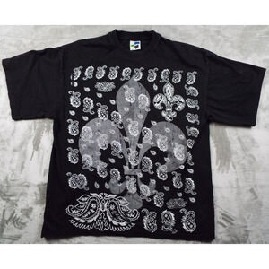 PHAT DOG Shirt Mens 2XL Black Short Sleeve Front Back Spade Graphic Handkerchief